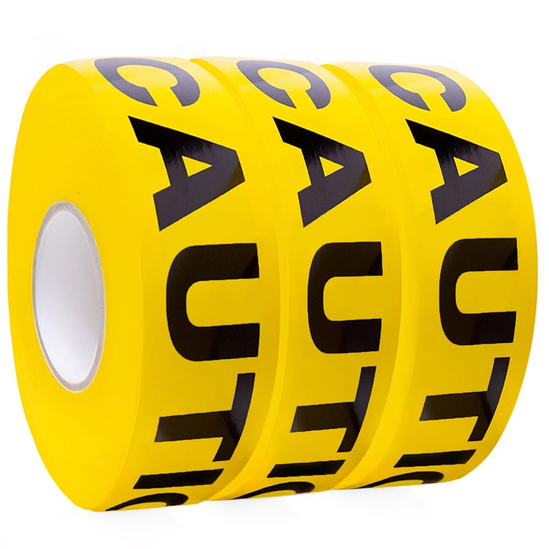 TAPEWELL Premium Yellow Caution Tape Roll - 3 Inch X 1000 Feet - Pack of 3 Bright Yellow Crime Scene Tape - Construction Tape Rolls for Hazard Areas (Total of 3000 Feet) - Image 1